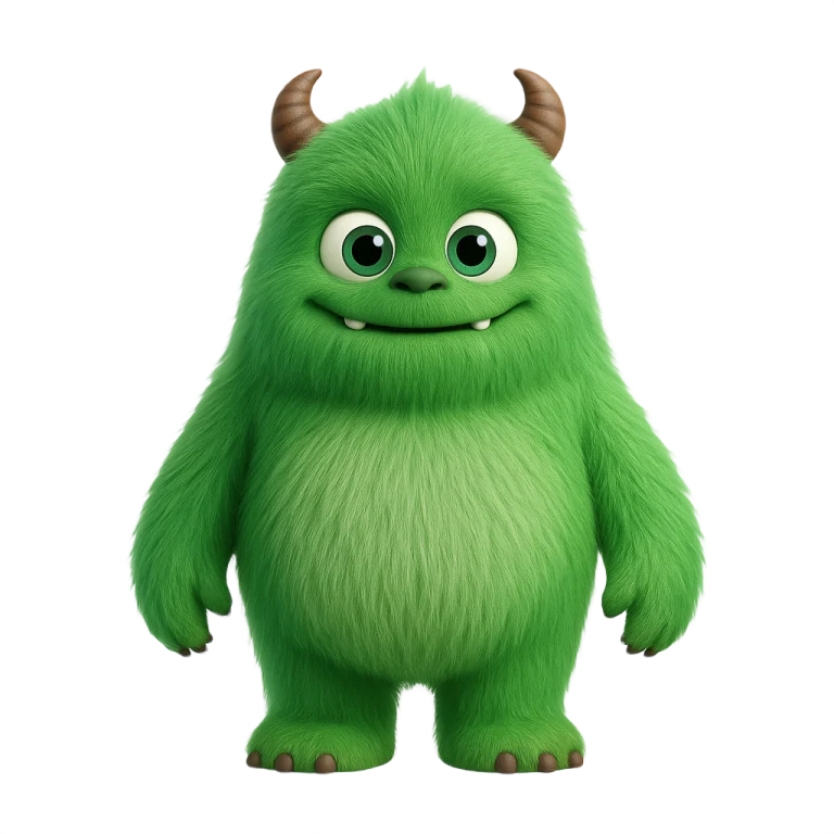 A green Gub leaping out of the cardboard box